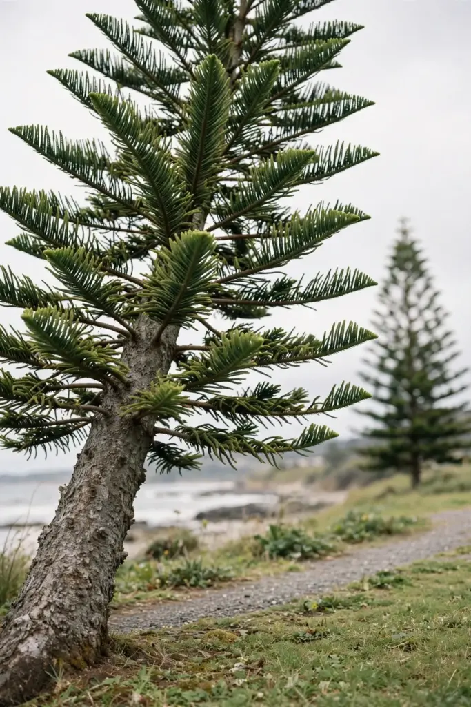Norfolk Island Pine with tiered branches and a triangle canopy