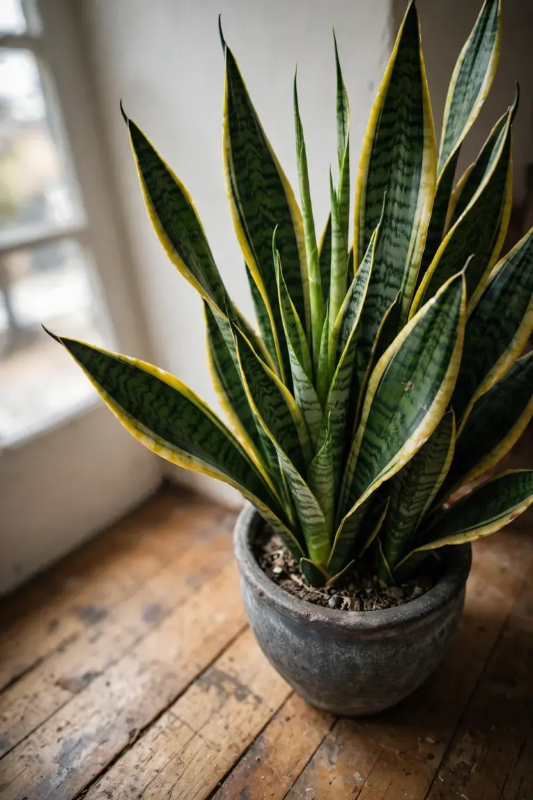 Owner's mature yellow-edged 'Laurentii' snake plant thriving in a bright room