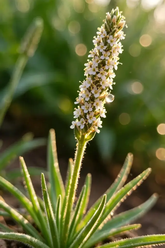 White flower spike of isabgol in bloom