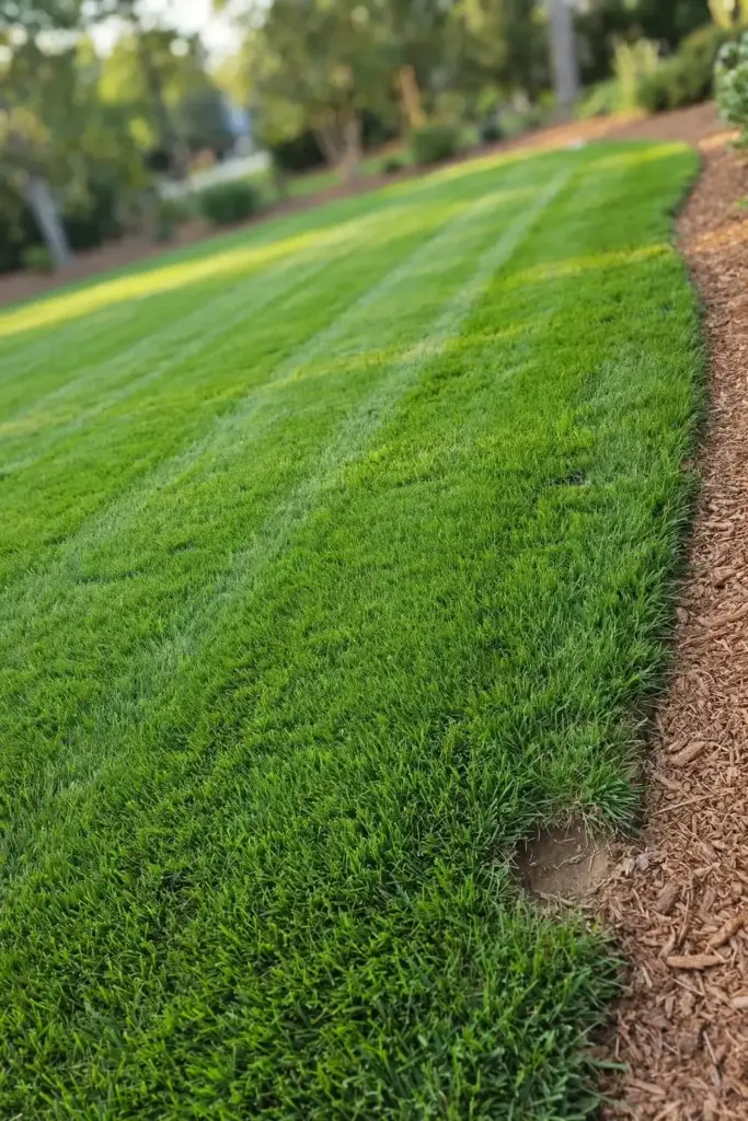 Home lawn managed back to even green cover despite a history of ring nematodes.