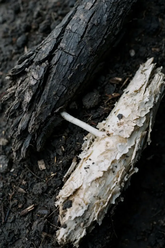 Two root masses side by side, one cracked and dark, one soft and pale