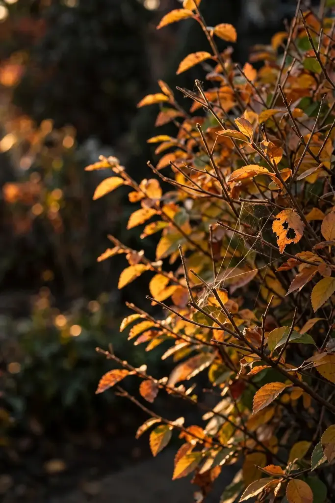 Young shrub with full natural unpruned shape after fall planting