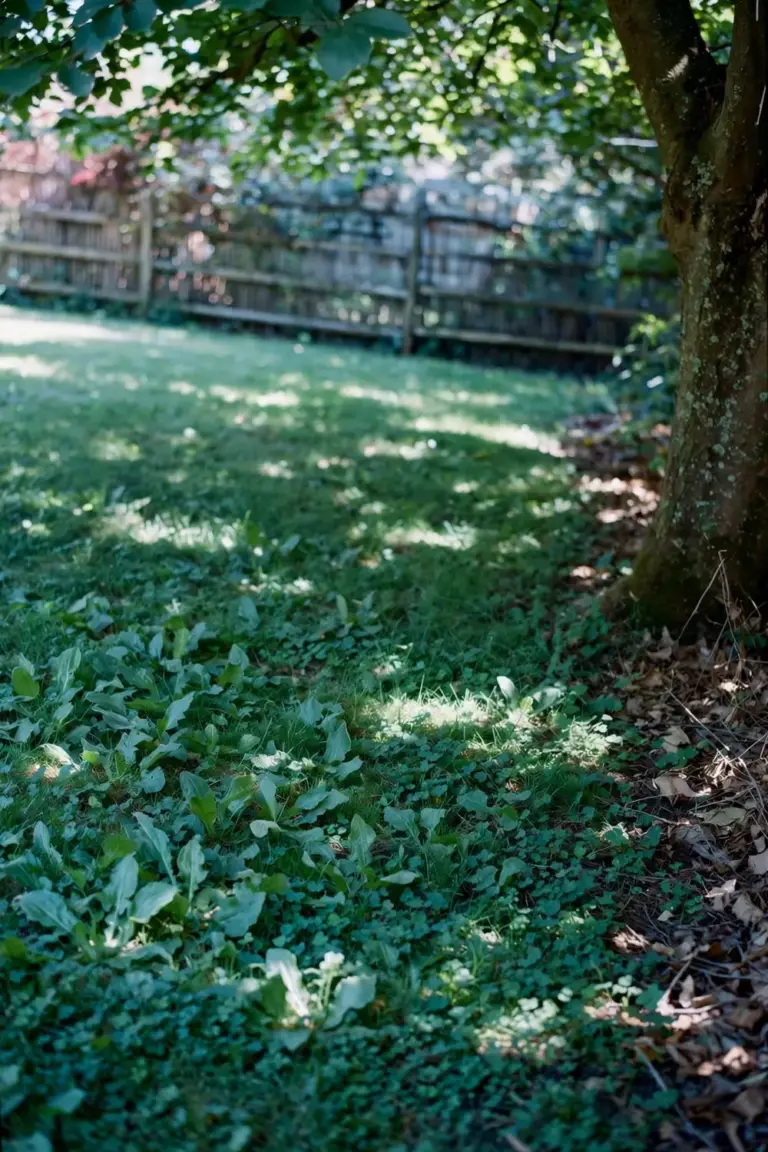 Sir Walter lawn growing in deep tree shade with dappled light patches