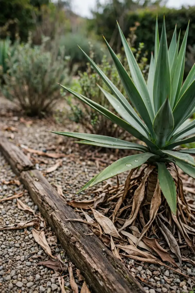 Spanish dagger rosette with stiff broad sword leaves and needle points