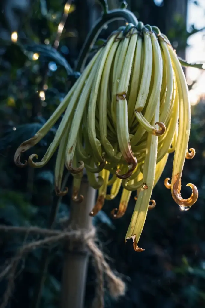 Spider mum with hooked dangling tube petals