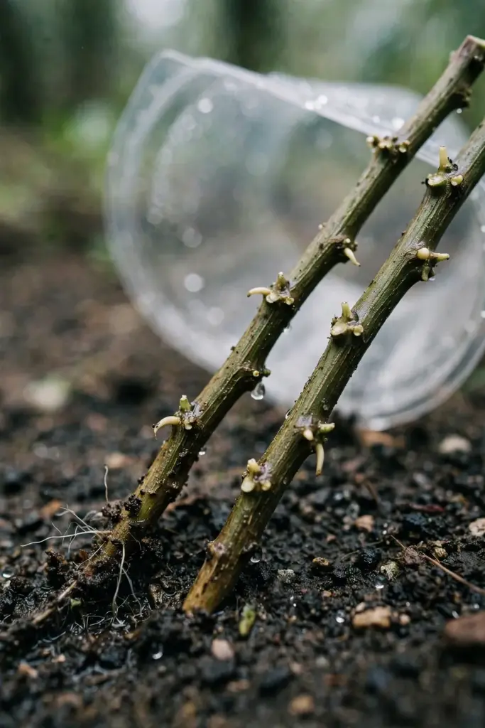 Javanese long pepper stem cuttings with nodes buried in moist mix