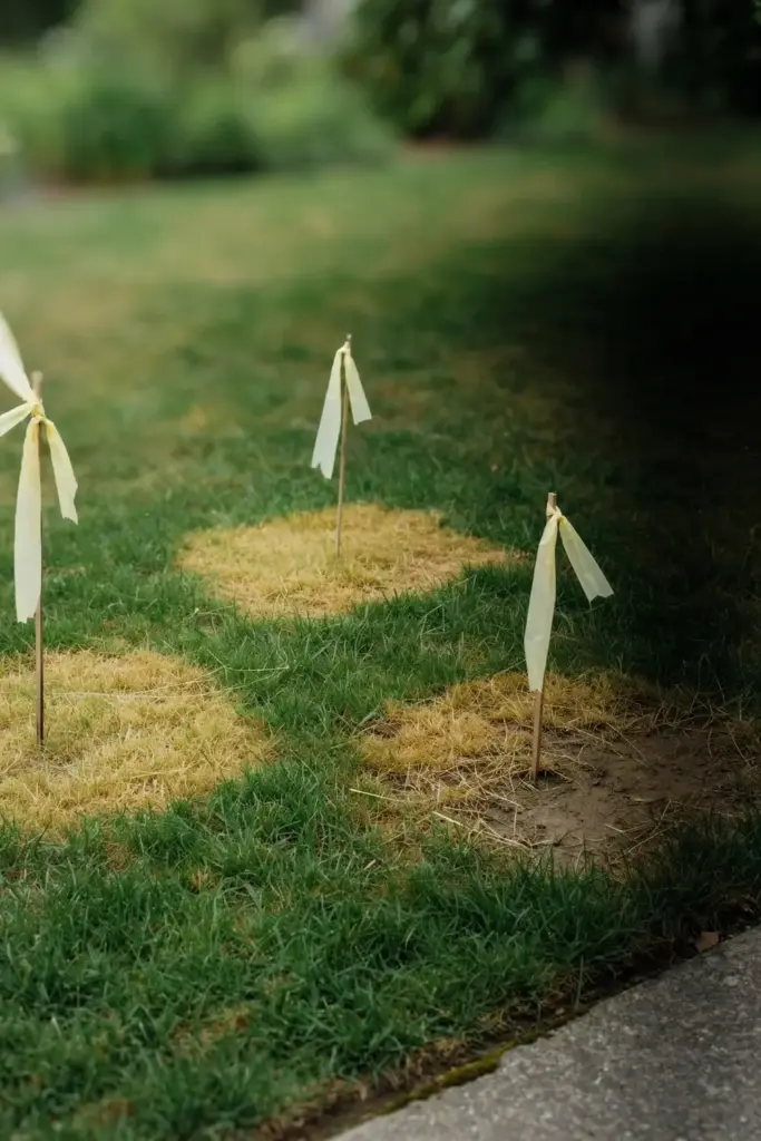 Lawn with yellow patches flagged for the triage check.