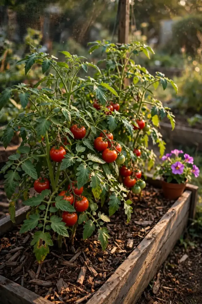 My own bed of healthy resistant tomatoes growing after a spotted wilt outbreak.