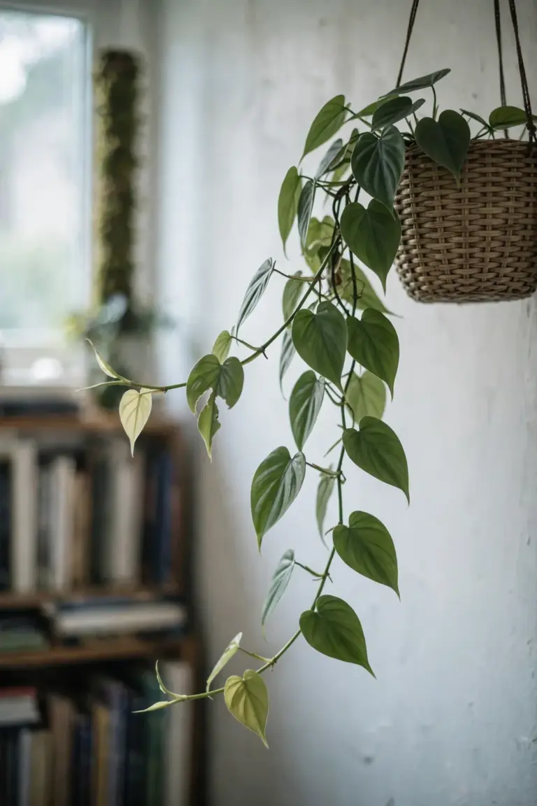 Heartleaf philodendron trailing in a bright room
