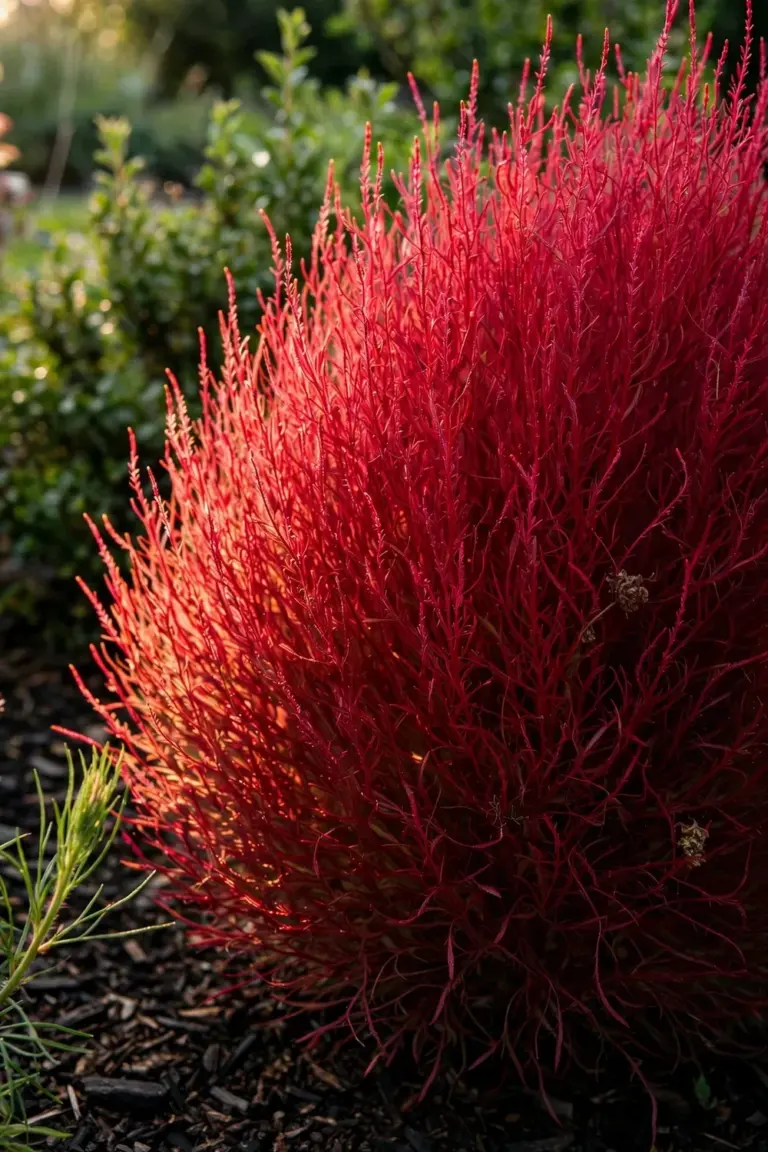 Dense fine red foliage of ornamental kochia trichophylla