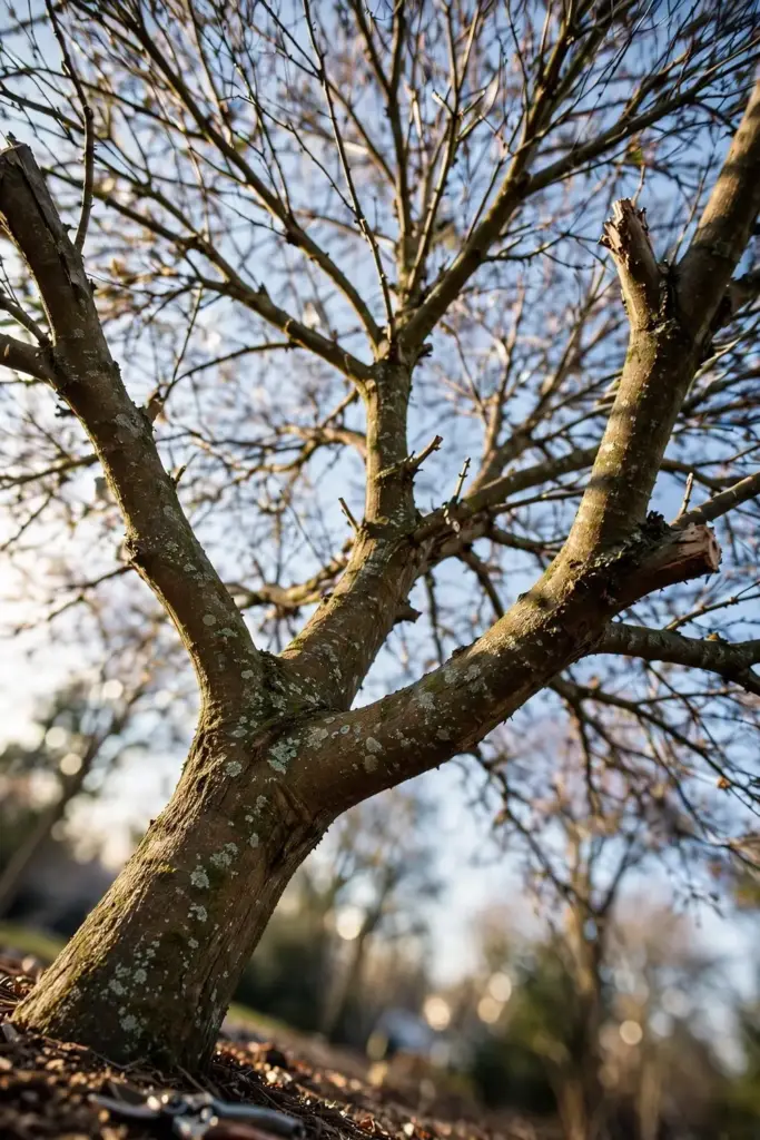 Recently pruned ugli tree showing an open vase structure of main branches