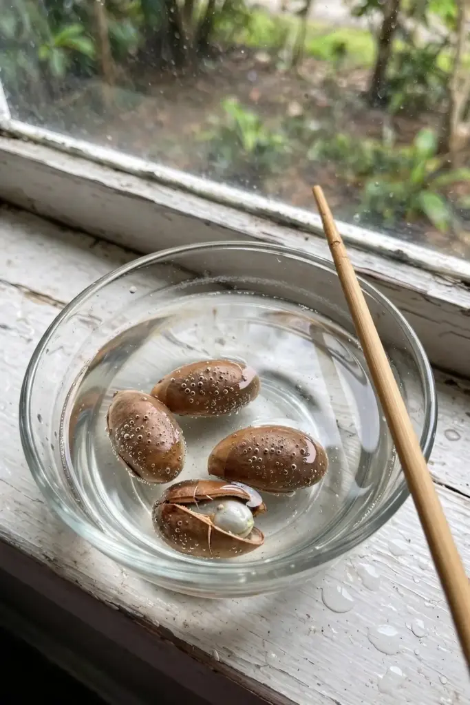 White sapote seeds soaking in a bowl of water before planting
