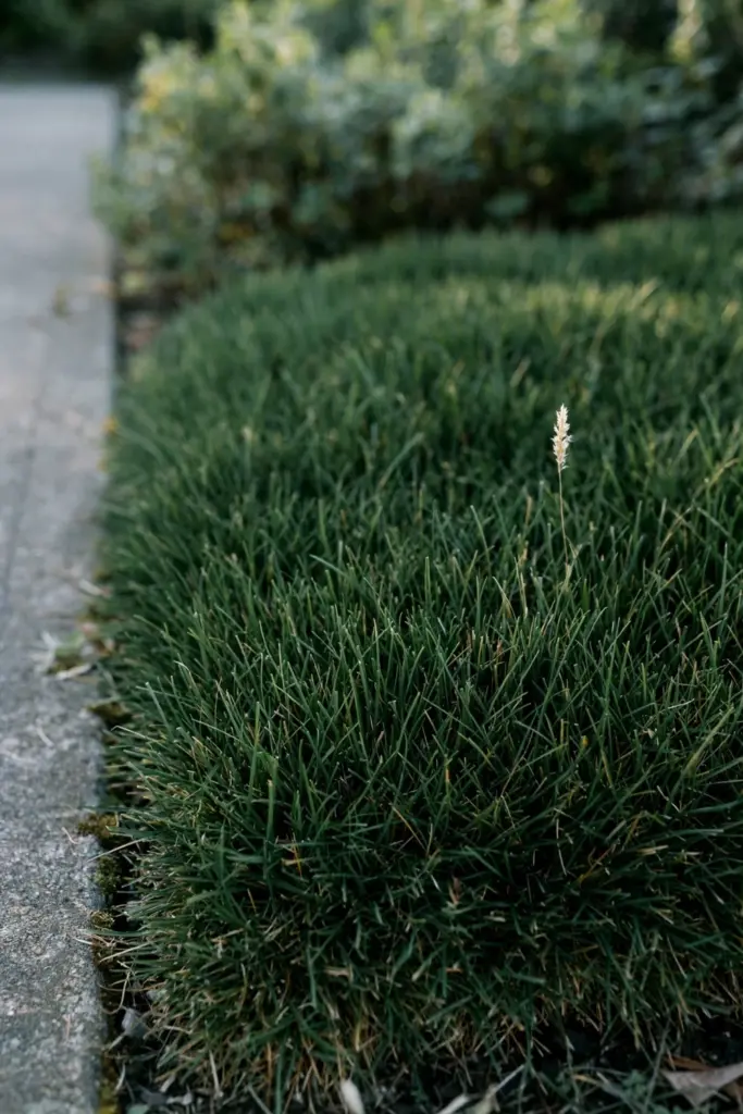Dense slow-growing Zoysia turf with fine leaves in soft light
