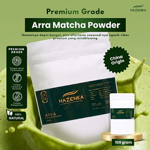 Matcha ARRA - Pure premium matcha grade by HAZENKA minuman matcha pure powder tanpa gula