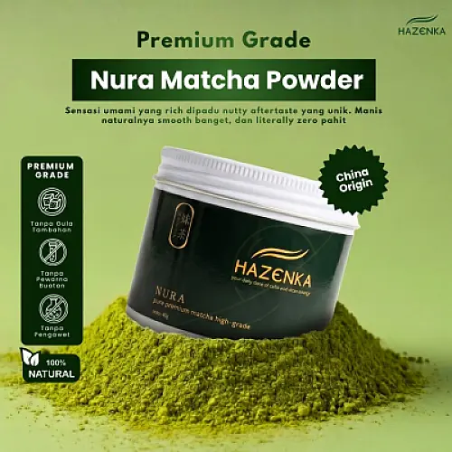 Matcha NURA - pure premium matcha high grade by HAZENKA minuman matcha pure powder no sugar