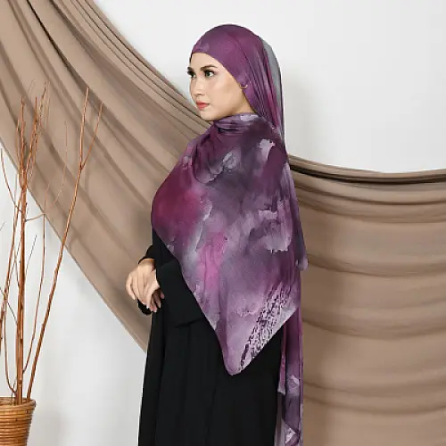 Hurraya - Hijab viscose pashmina printed motif premium viscose modal lembut tipis anti gerah