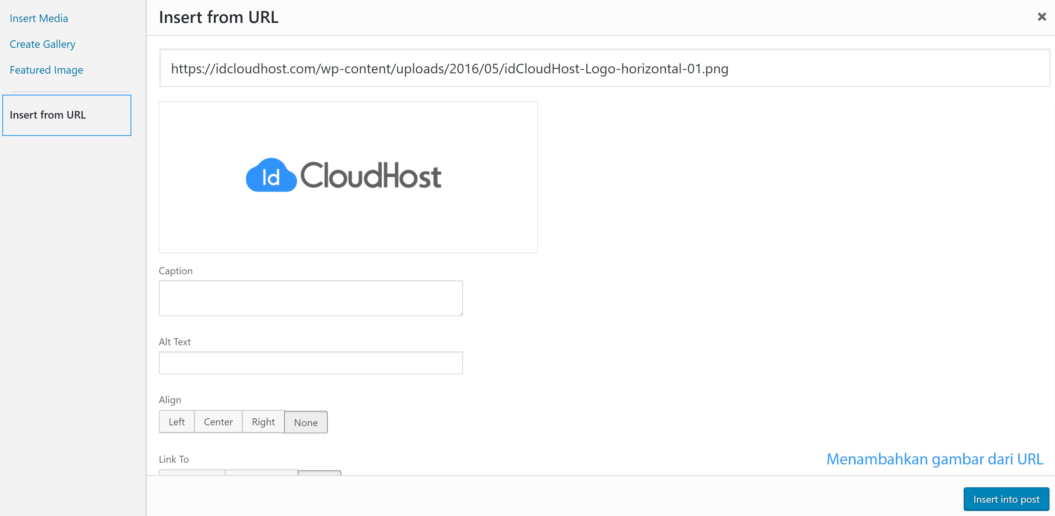 Menambahkan gambar dari URL pada wordpress