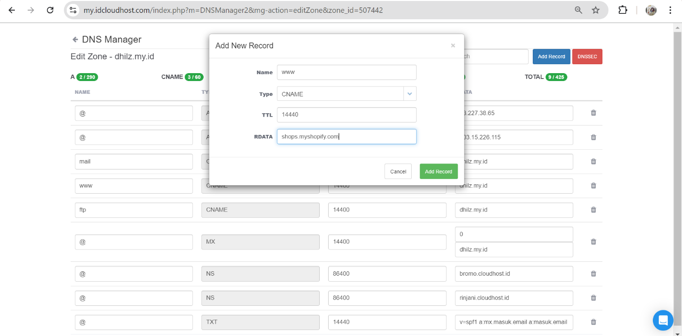 Cara Menghubungkan Domain ke Shopify