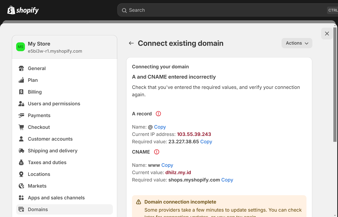 Cara Menghubungkan Domain ke Shopify