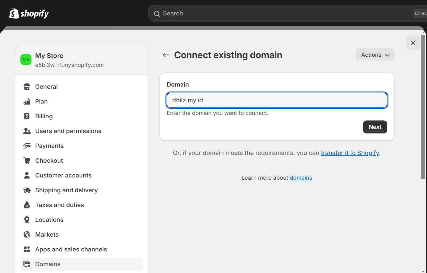 Cara Menghubungkan Domain ke Shopify