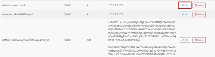 edit untuk mengatur subdomain
