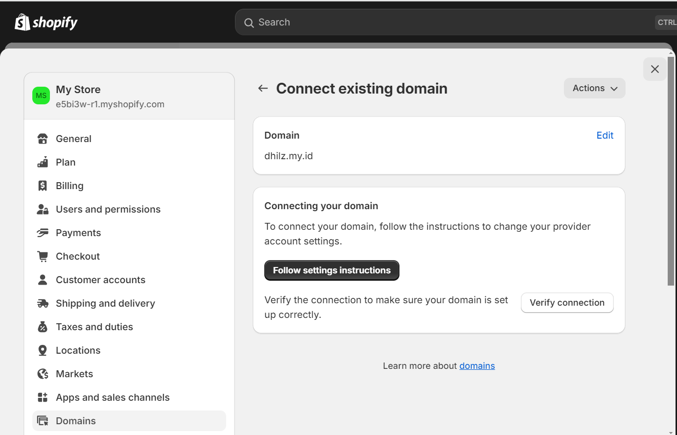 Cara Menghubungkan Domain ke Shopify