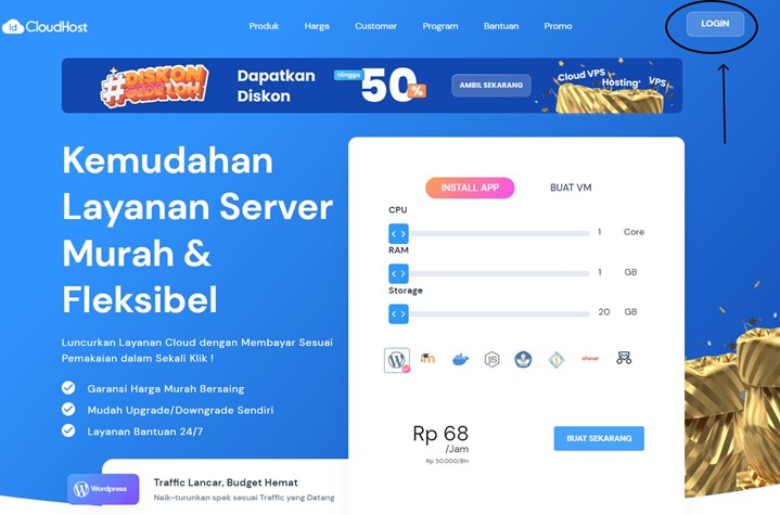 Login ke halaman client IDCloudHost