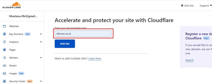 Menambahkan Domain di Cloudflare