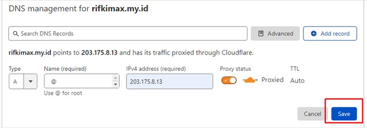 Simpan Perubahan DNS
