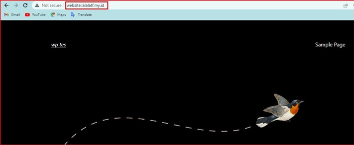 tampilan setelah subdomain berhasil diarahkan