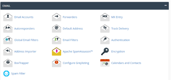 pilih menu email account untuk membuat email dengan domain sendiri di cPanel