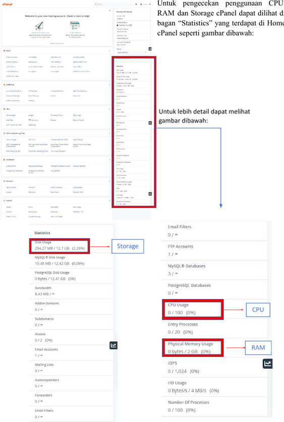 cara cek sumber daya di cpanel