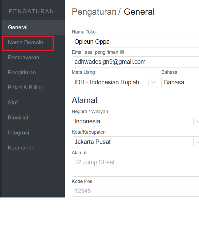 Tambahkan Domain