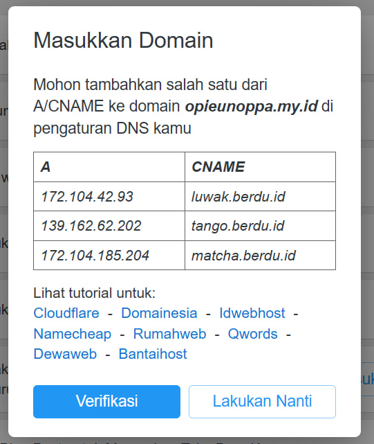 Cara Custom Domain ke Berdu.id