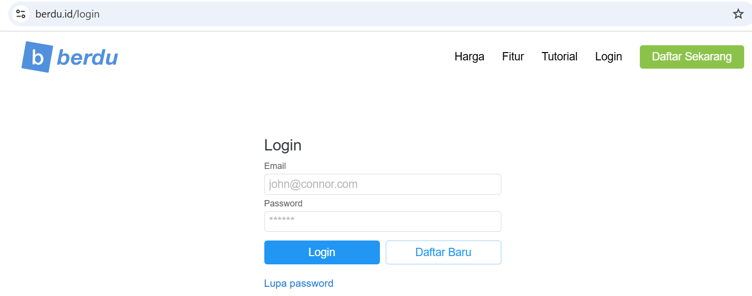 Tampilan Website Berdu