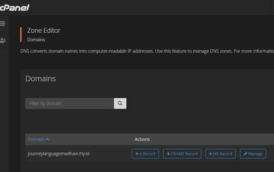 masuk ke menu zone editor cPanel