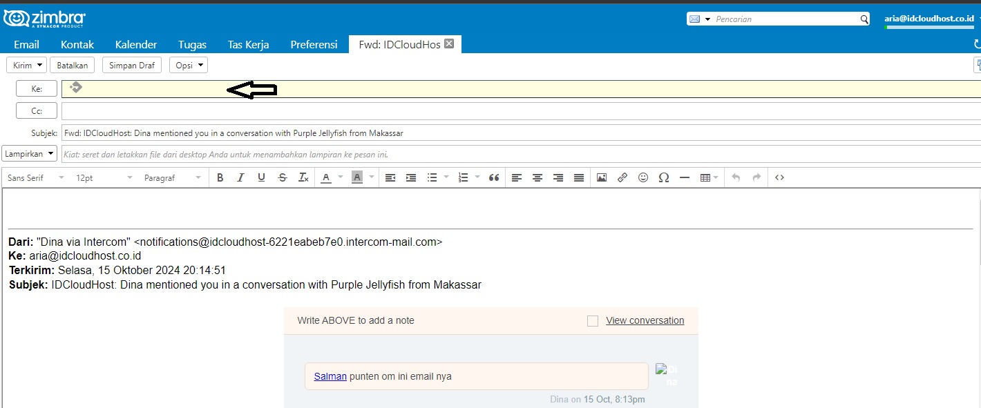 Panduan Forwarding email zimbra