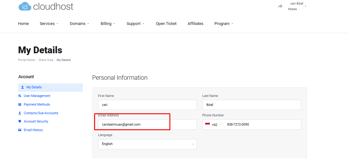 Perubahan Email Owner 