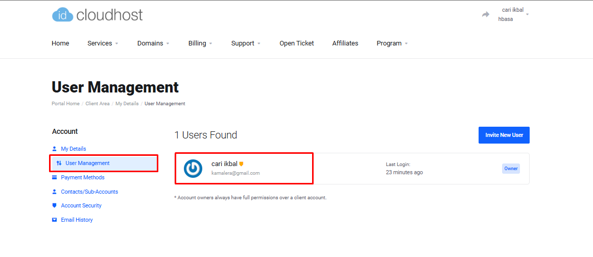 Mengubah Email Owner di Client Area 