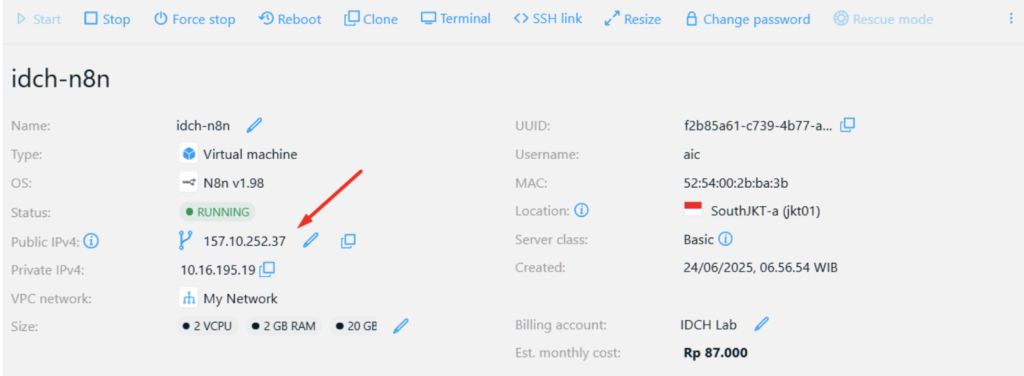 Cara Install n8n (One Click Deploy) di Cloud VPS - IDCloudHost