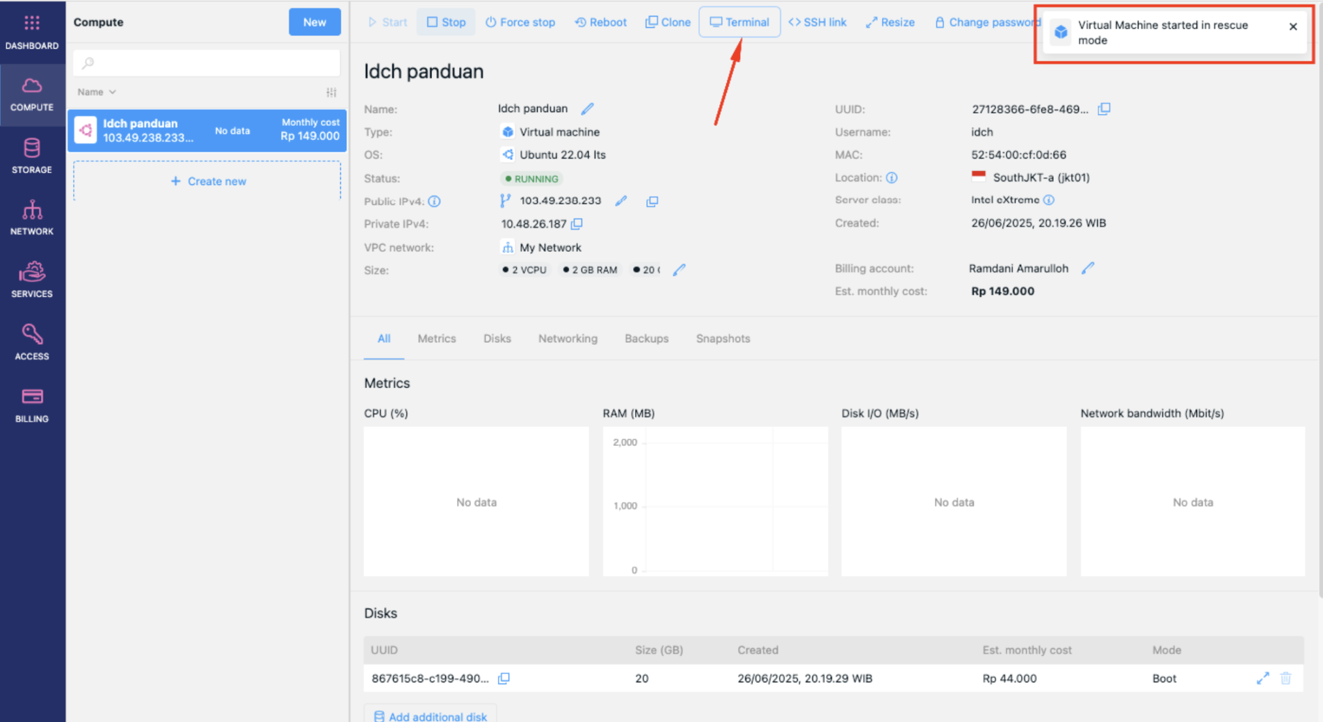 Ubah Password Cloud VPS melalui Rescue Mode 