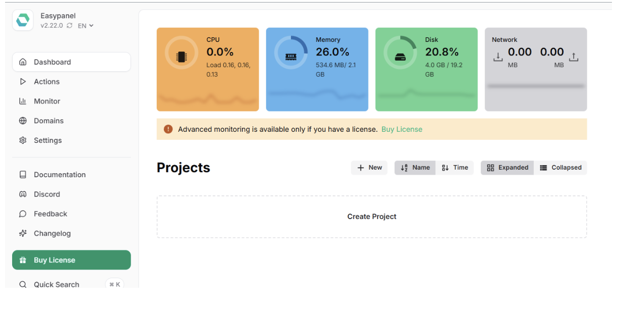 Install easypanel cloud vps