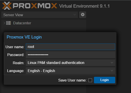 proxmox ve login