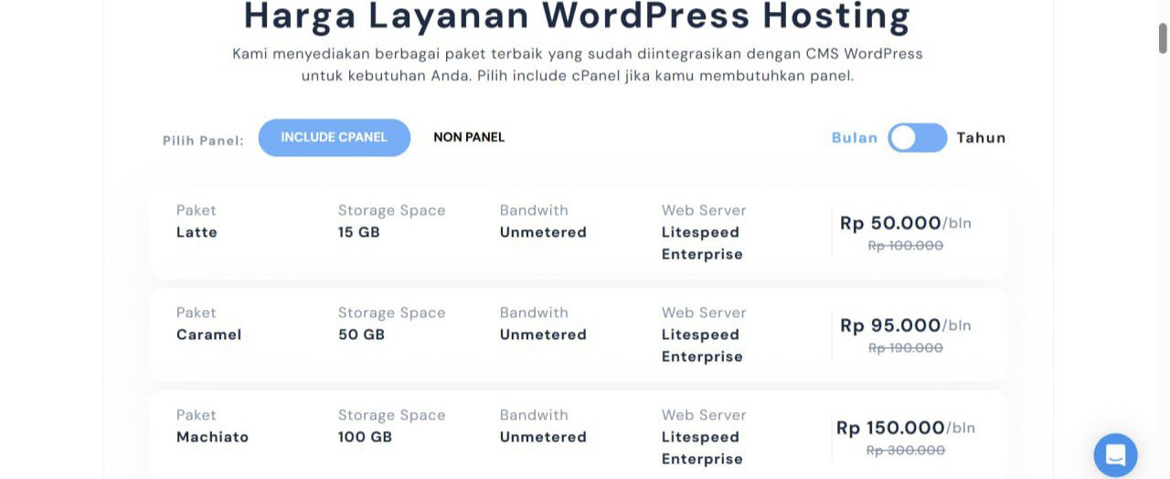 harga paket wordpress hosting