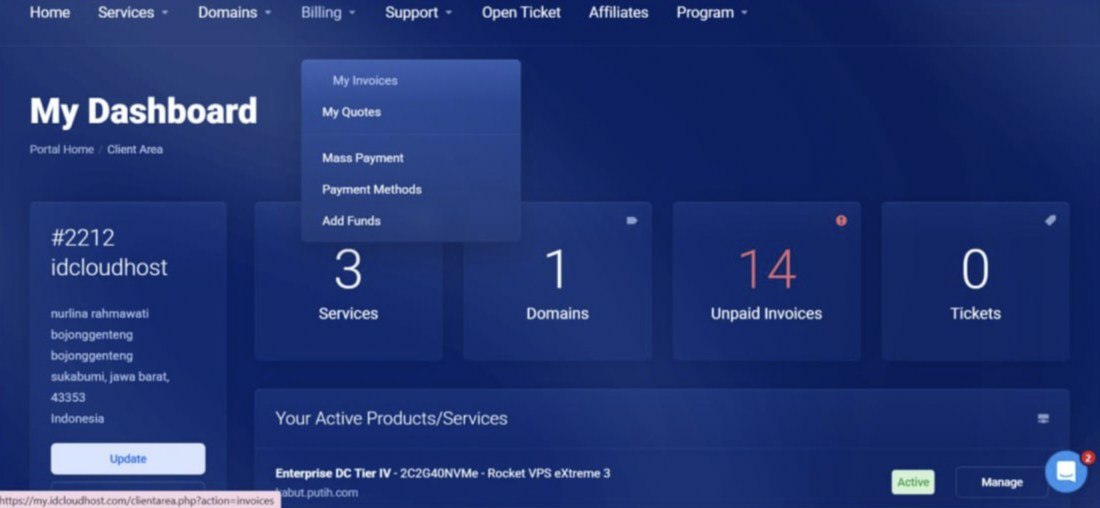 konfirmasi pembayaran IDCloudHost