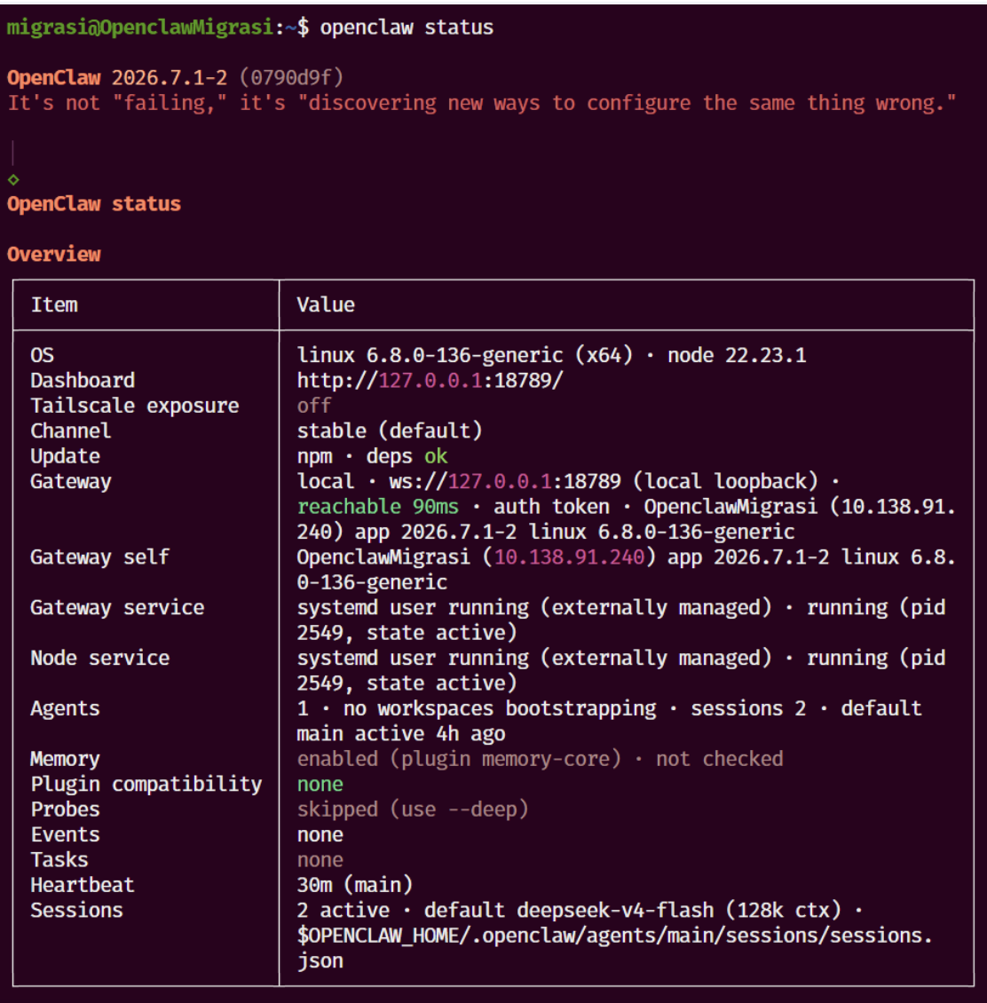 openclaw status
