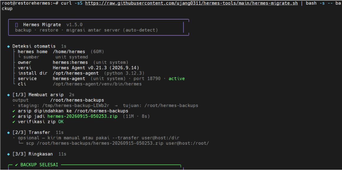 backup hermes agent