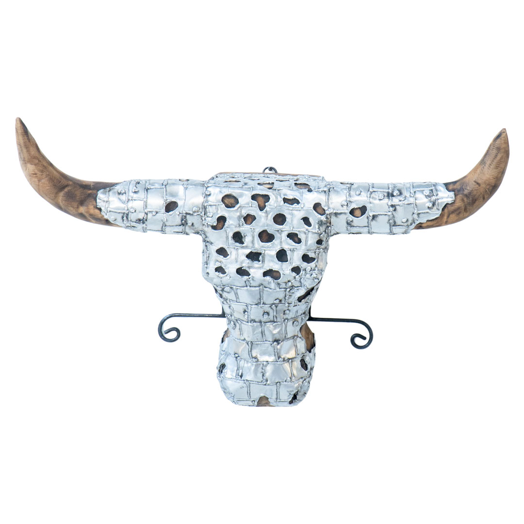 Buffalo Head - L - Natural Silver