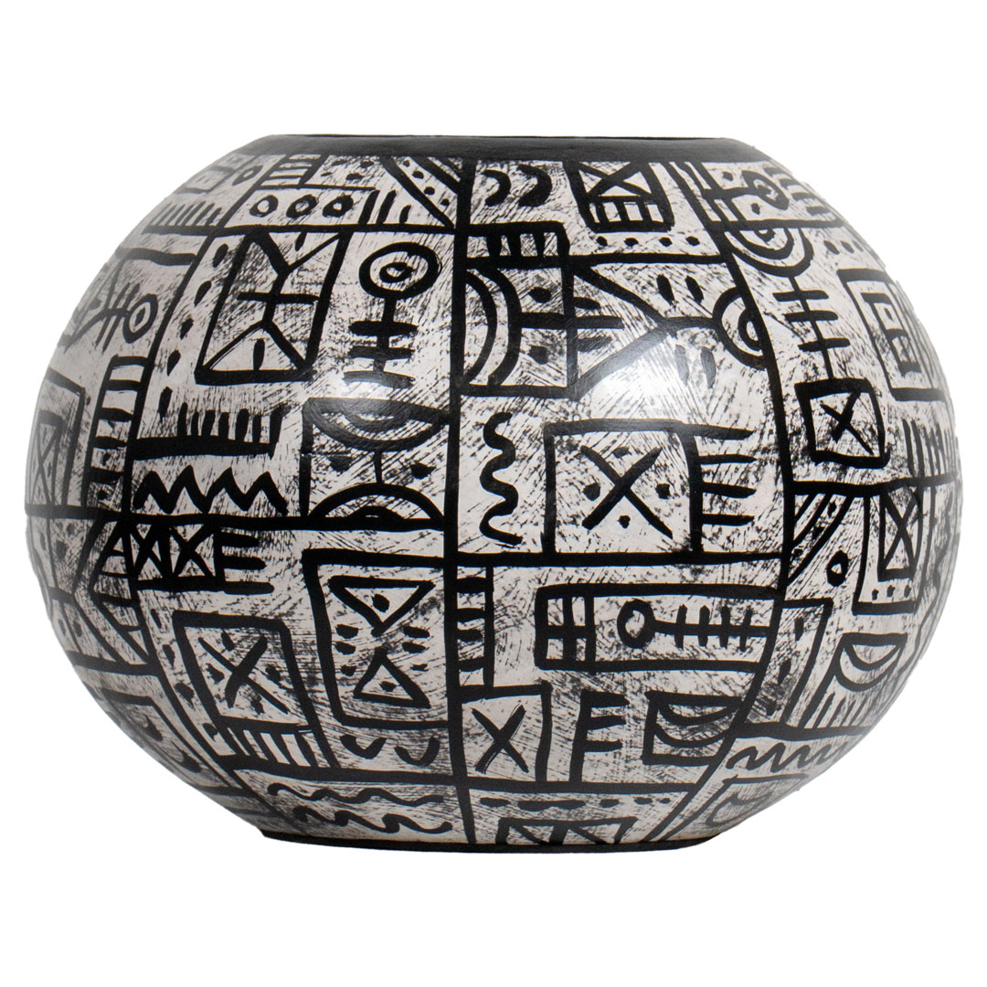 Ball Pot - M - White Black Decoratif