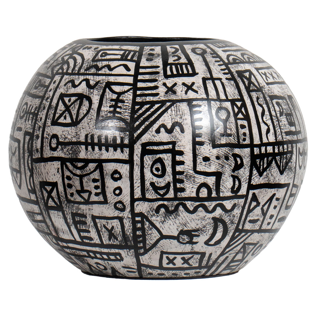 Ball Pot - S - White Black Decoratif